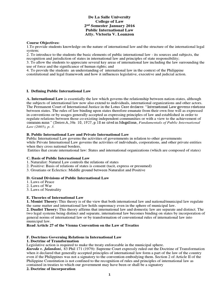 Dlsu Pil Jan 2016 | PDF | International Law | Consul (Representative)