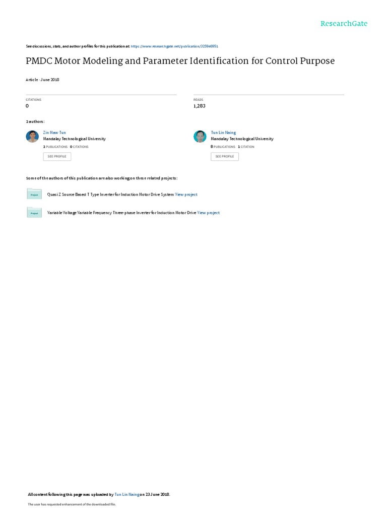 Parameter Identification of PMDC Motors Using Steady State Modeling and ...