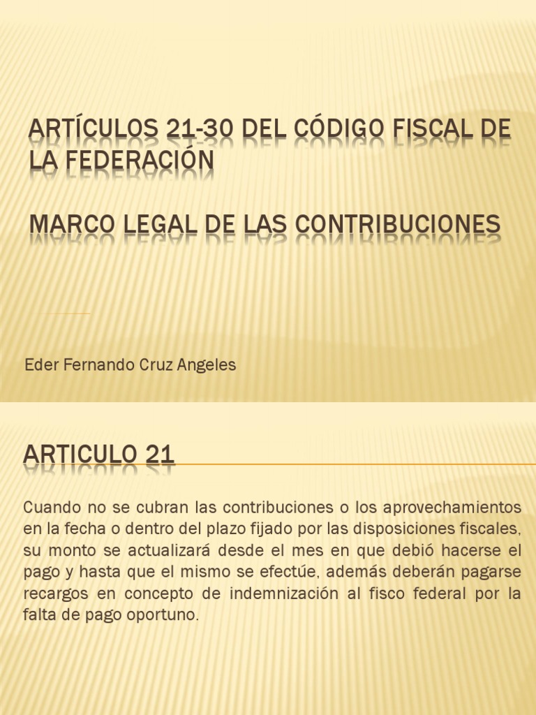 Artículos 2130 Del Código Fiscal de La Federación PDF Impuesto