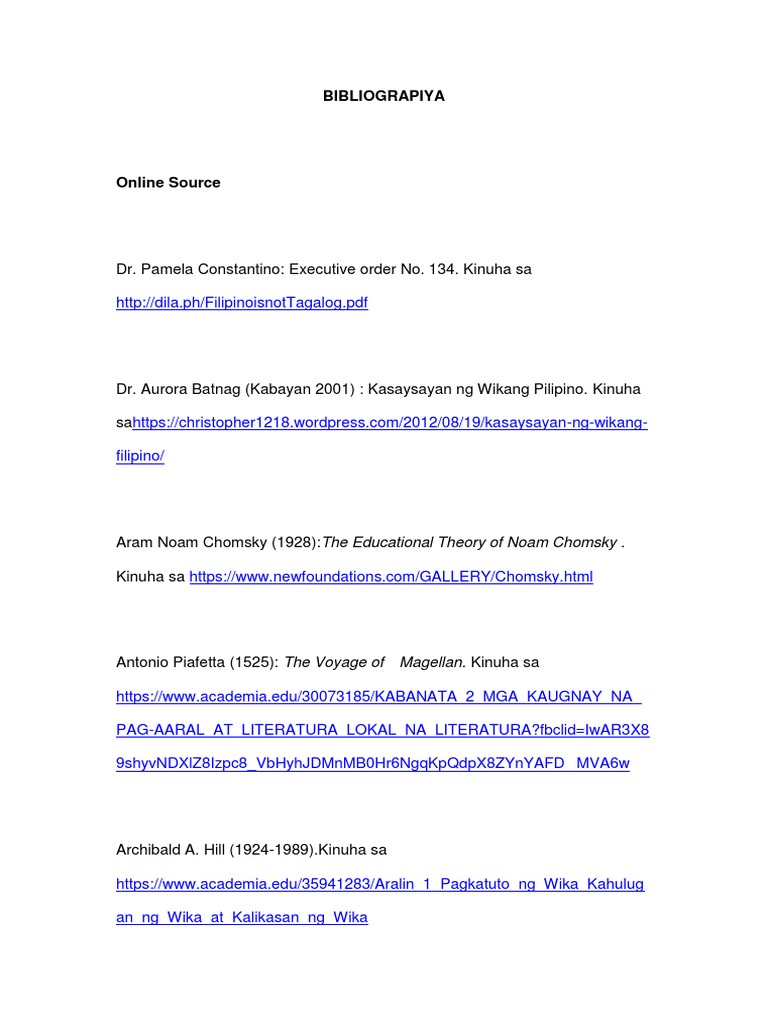 Bibliography of Filipino Language Studies | PDF