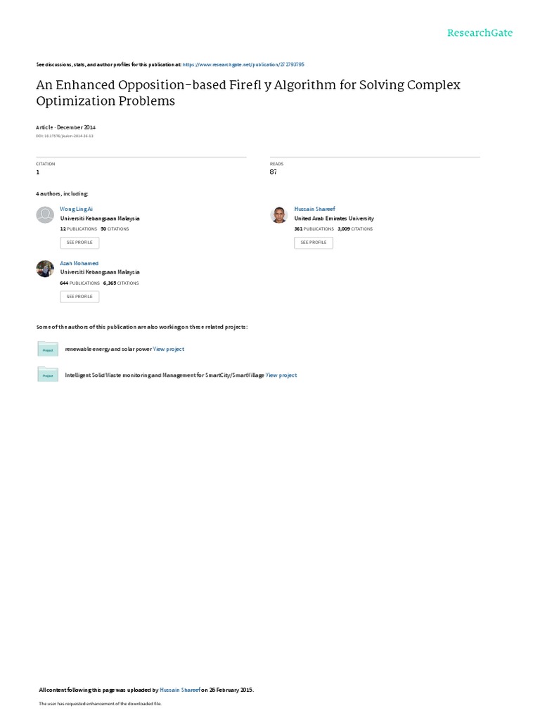 Enhanced Firefly Algorithm for Optimization | PDF | Mathematical ...