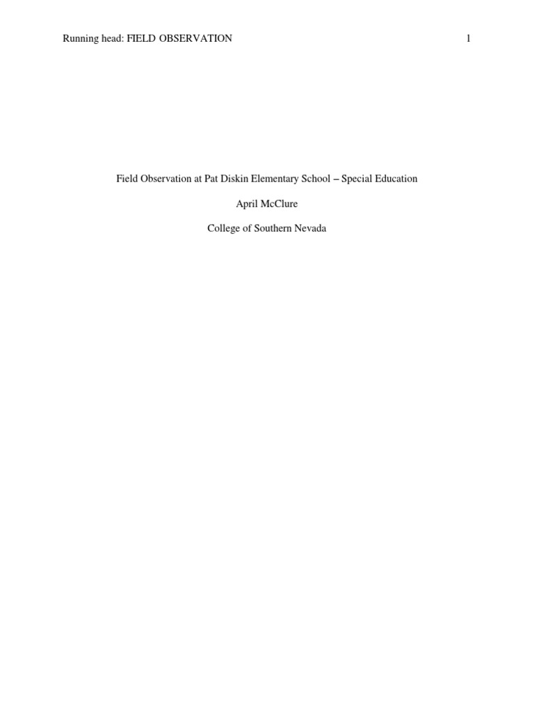 Edu 203 - Field Observation | PDF | Special Education | Desk