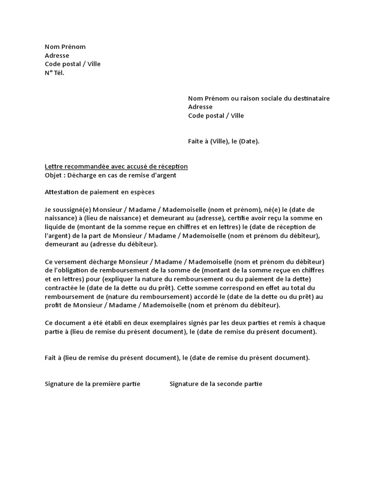 envoyer de l'argent par lettre