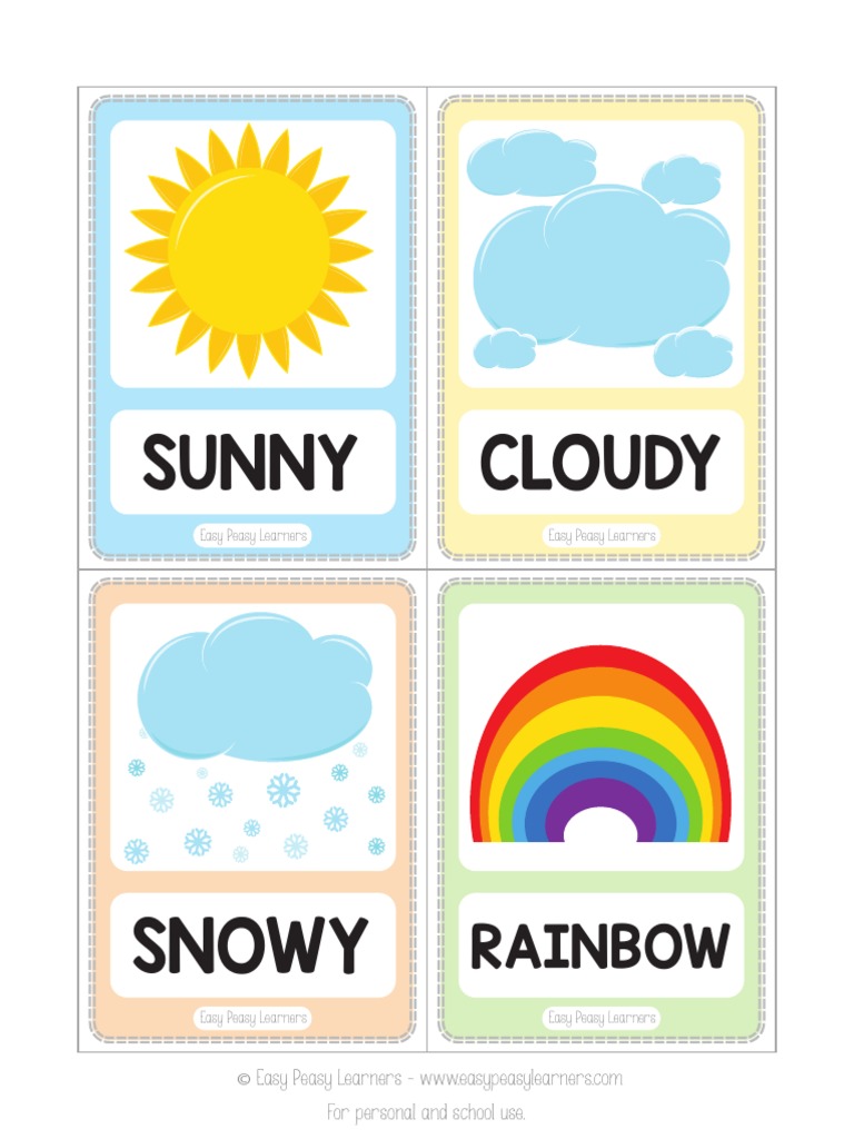 Weather Flash Cards PDF | PDF