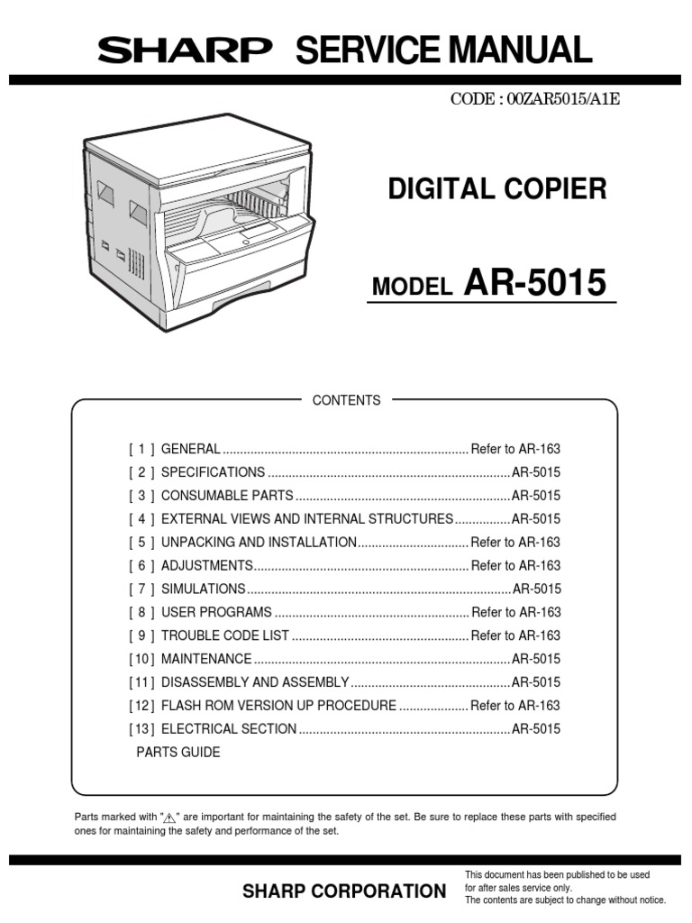 Service Manual: Digital Copier | PDF | Specification (Technical ...