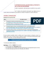 Criterios de Evaluación para El Proyecto