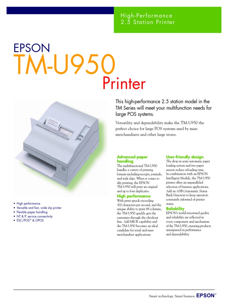 TM U950 PDF | PDF | Printer (Computing) | Point Of Sale