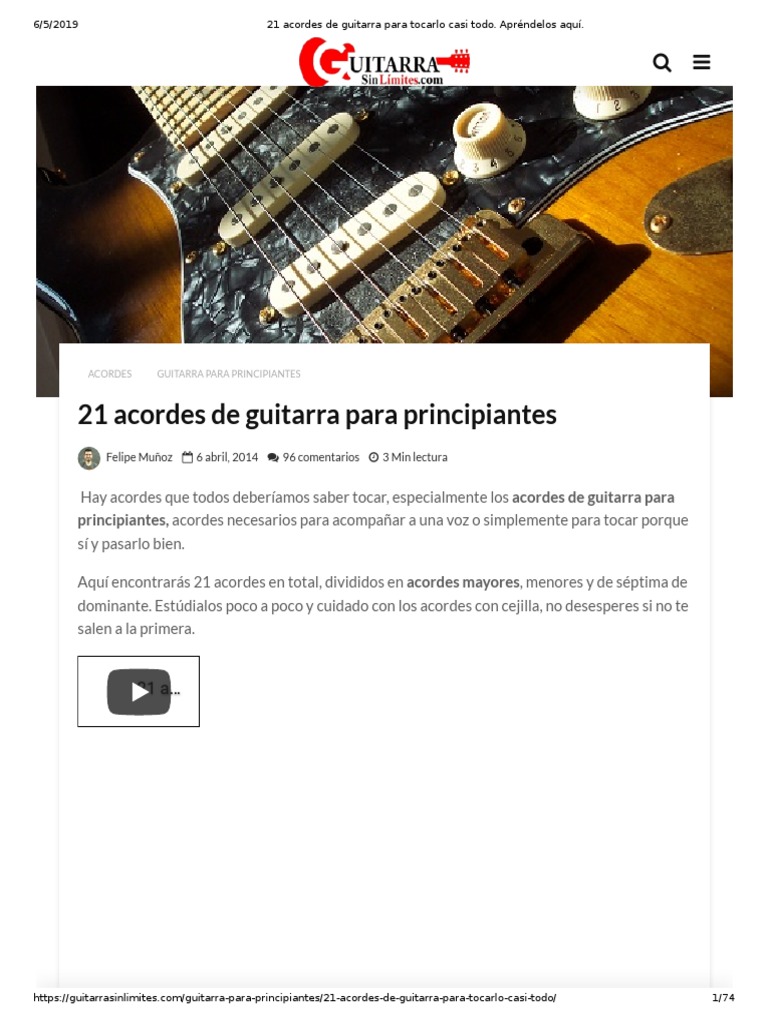 21 Acordes de Guitarra para Tocarlo Casi Todo. Apréndelos Aquí - PDF ...
