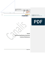 Canalis Functional Specifications Document Customer Maintenance