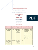 Calcutta Psychology Department Profile