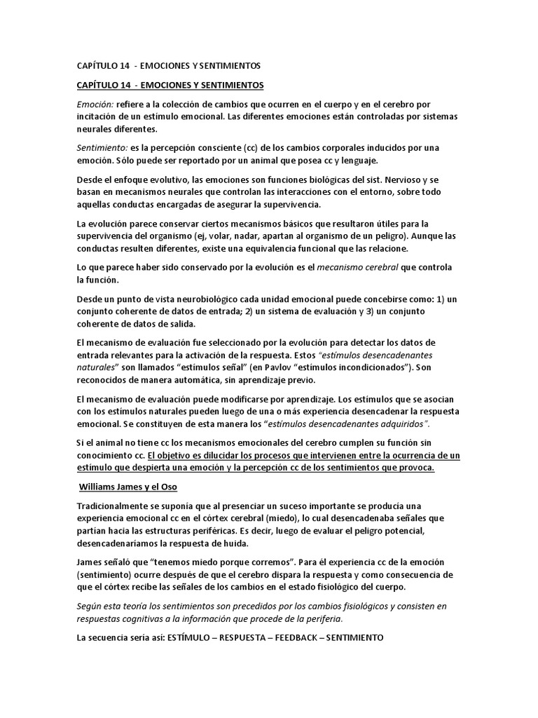 Comparativa de Emociones y Sentimientos | PDF | Sistema límbico | Las ...