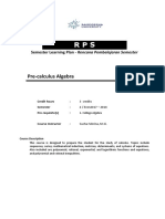 Pre-Calculus Algebra: Semester Learning Plan - Rencana Pembelajaran Semester