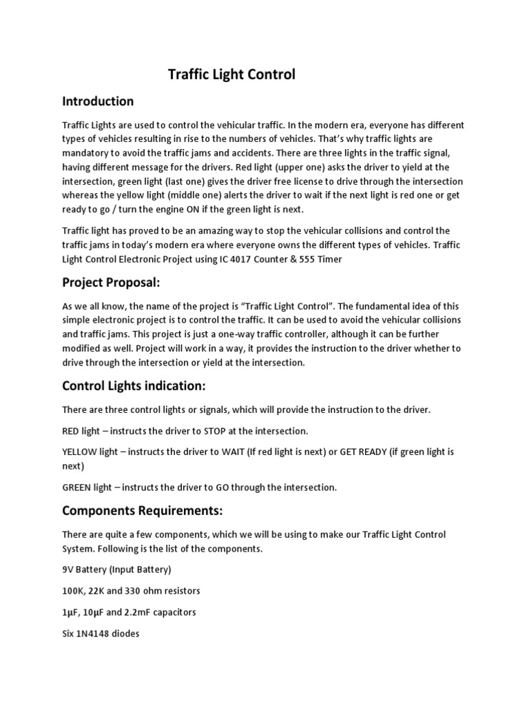 Traffic Light Control PDF Traffic Light Traffic