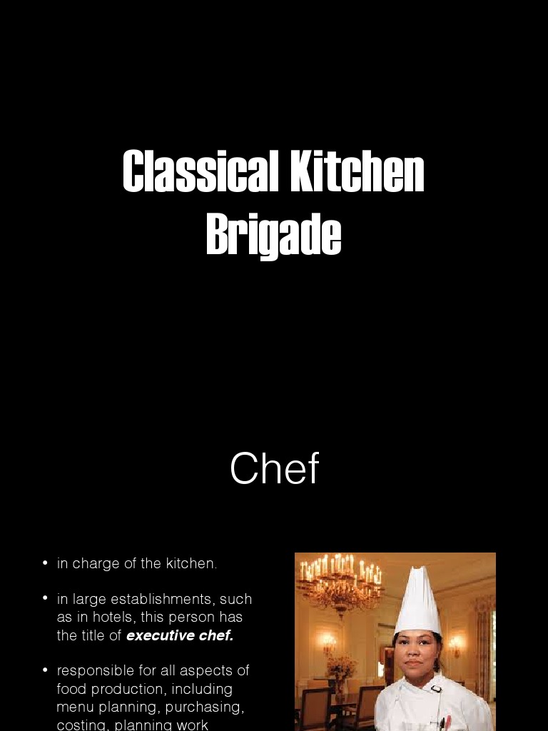 Classical Kitchen Brigade Garde Manger Chef