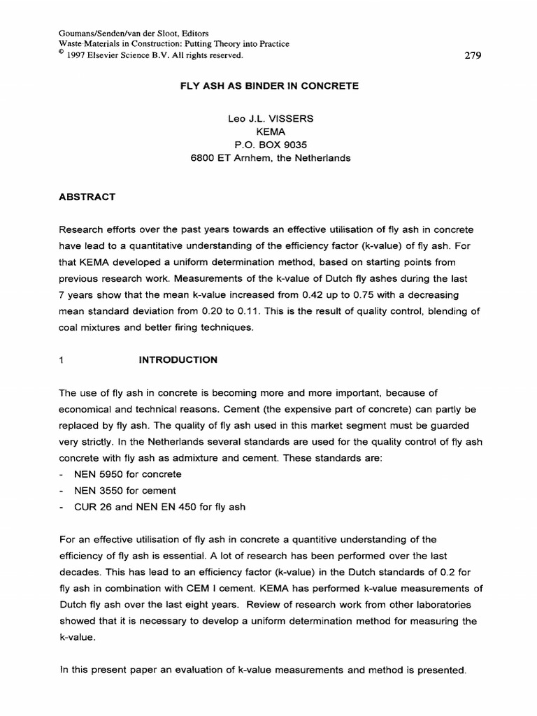 Fly Ash As Binder in Concrete PDF | PDF | Fly Ash | Concrete