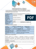 Guia de Actividades y Rubrica de Evaluacion - Paso 3 - Evaluar Proyectos de Inversión y Tomar Decisiones Financieras