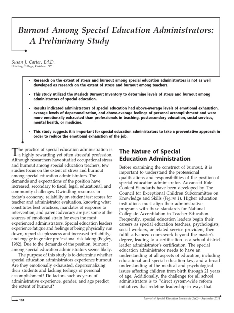 2011burnout Among Special Education Administrator | PDF | Occupational ...