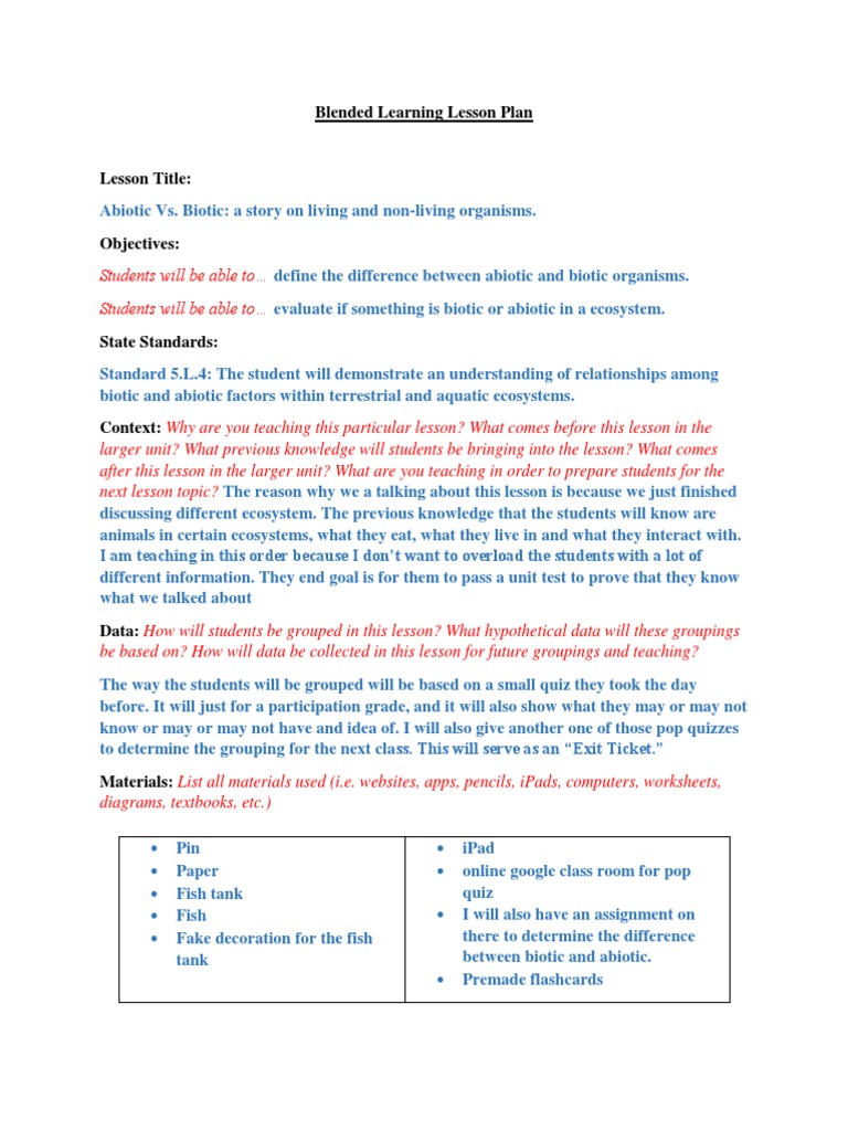 Blended Learning Lesson Plan | PDF | Differentiated Instruction ...