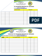 Checklist of Issuances Received by Teachers: Cadayonan Elementary School
