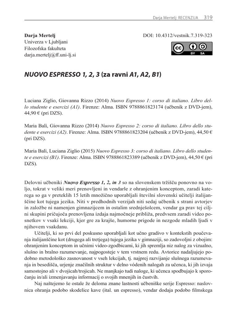 Nuovo Espresso 1 2 3 Za Ravni A1 A2 B1 | PDF