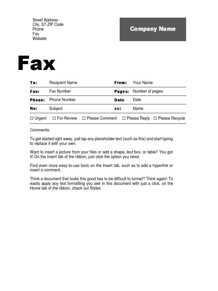 Company Name To From Fax Pages Number of Pages Phone Phone Number