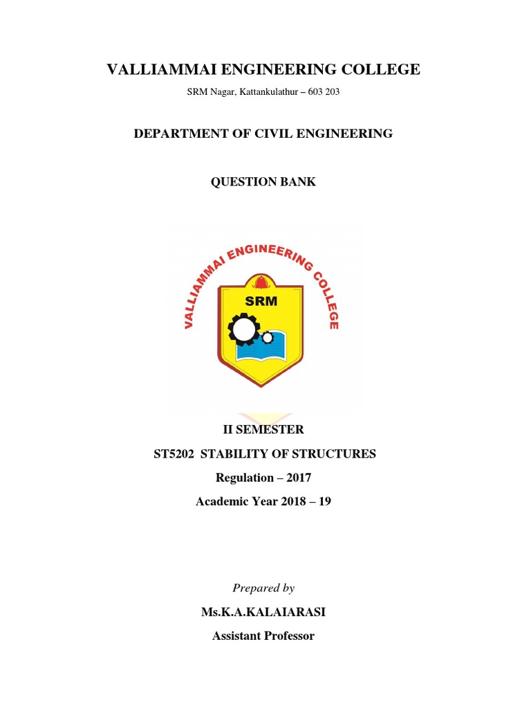 Stability of Structures Question Bank | PDF | Buckling | Beam (Structure)
