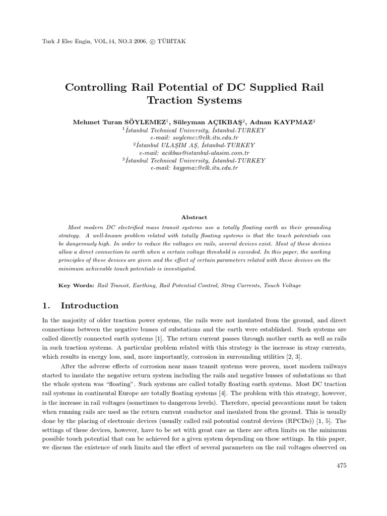 Rail Potential Control in DC Systems | PDF | Electrical Resistance And ...