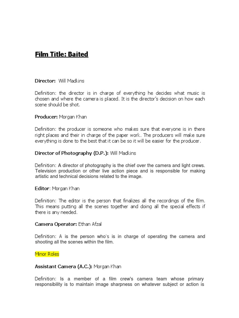 7 Crew Roles | PDF | Filmmaking | Entertainment