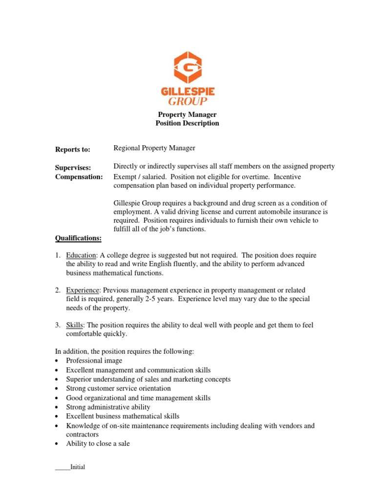 Property Manager Role Overview | PDF | Housing Discrimination (United ...