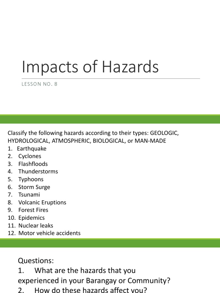 Impacts of Hazards Lesson No. 8 Hazards Natural Environment Free