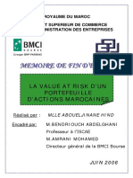 La Value AT RISK D'un Portefeuille D'actions Marocaines PDF