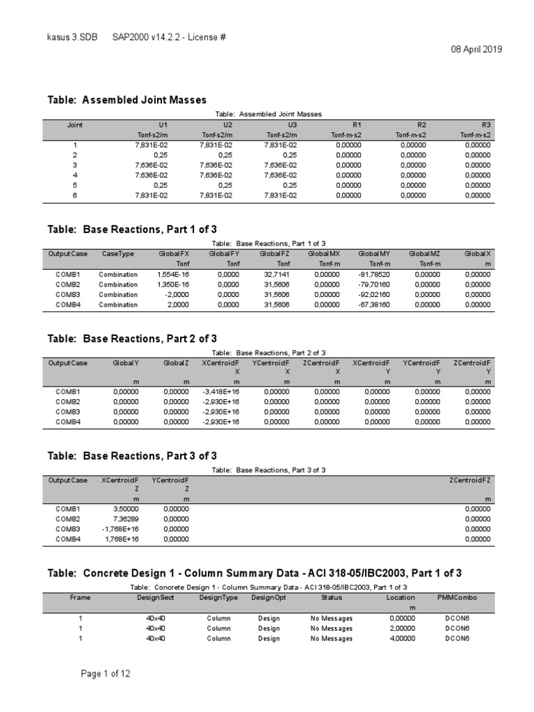 Structural Analysis Data Report | PDF | Computers