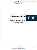 Summary Notes - Topic 1 CIE Physics IGCSE