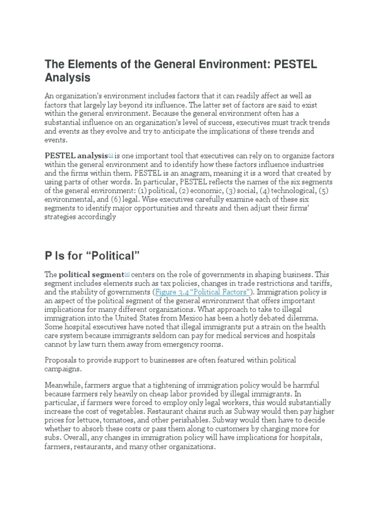 The Elements of The General Environment: PESTEL Analysis | PDF ...