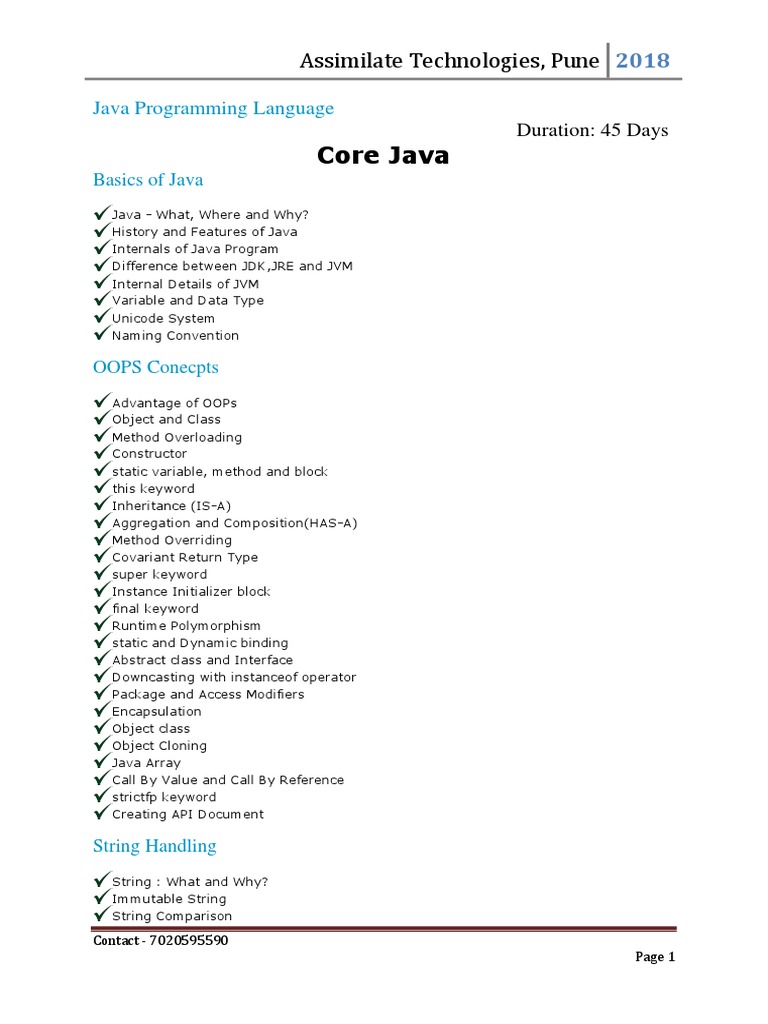 Java Programming Course Overview | PDF | Java Server Pages | Method ...
