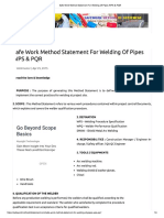 Safe Work Method Statement For Welding of Pipes WPS & PQR