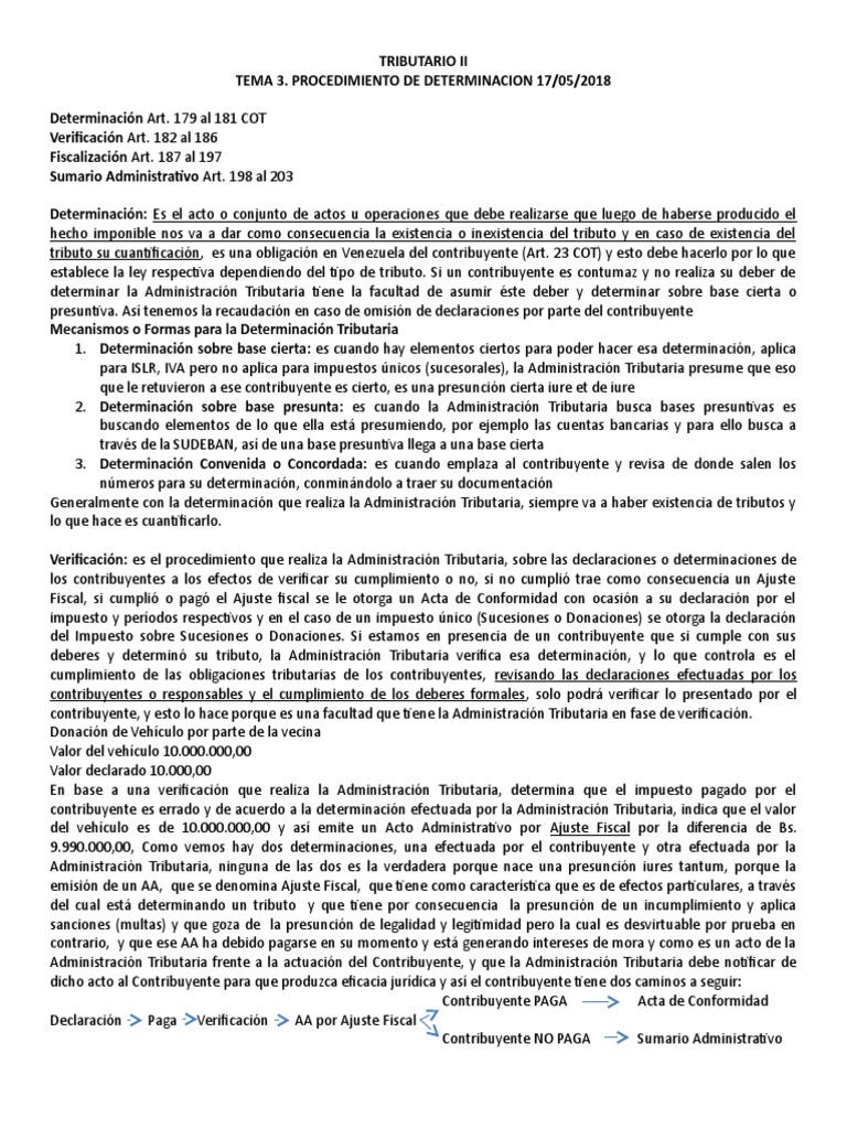 Procedimiento de Determinación Tributaria | PDF | Impuestos | Contribuyente