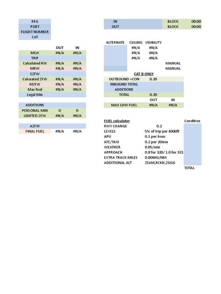 Digital Fuel Calculation v.1 PDF Aviation Aircraft