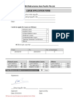 RHI Refractories Asia Pacific Pte LTD Leave Application Form