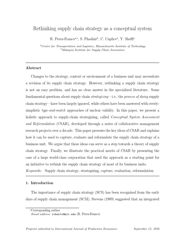 Rethinking Supply Chain Strategy Framework | PDF | Strategic Management ...