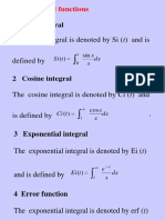 1 Sine Integral: Some Special Functions