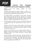 Differences Between First Language Acquisition and Second Language Learning