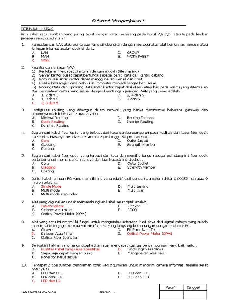 Soal Essay Dan Jawaban Tkj Xi Guru Galeri