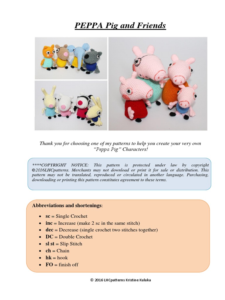PEPPA Pig and Friends - ENG PDF | PDF | Crochet | Knitting