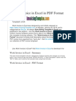 Work Invoice in Excel in PDF Format