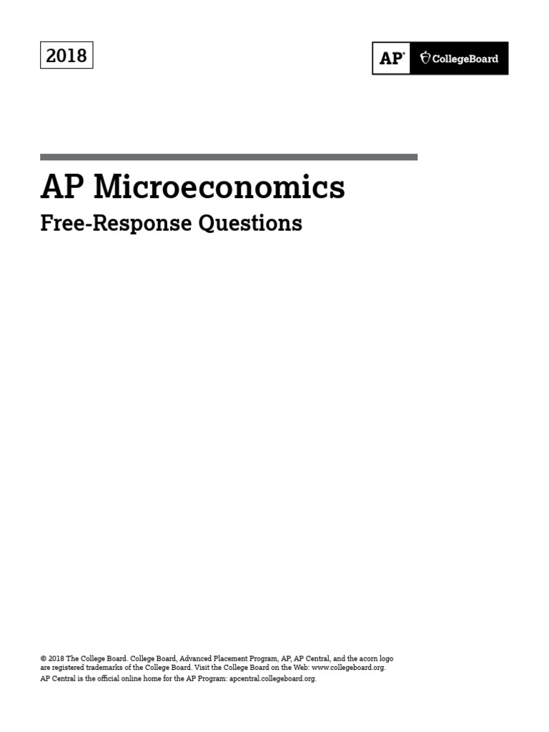 AP Microeconomics FreeResponse Questions PDF Market (Economics