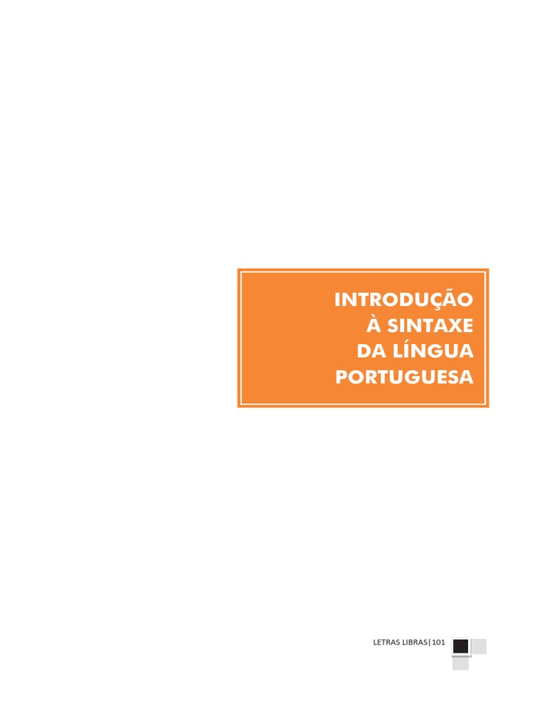 Introdução à Sintaxe Portuguesa | PDF | Assunto (gramática) | Predicado ...