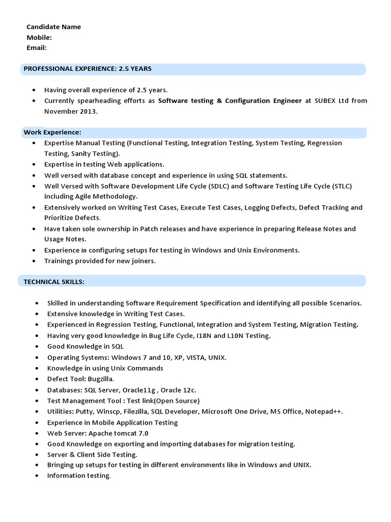 Software Testing Engineer Resume | PDF | Software Testing | Oracle Database