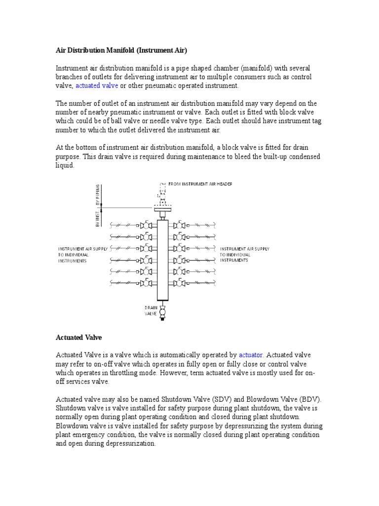 Actuated Valve: Air Distribution Manifold (Instrument Air) | PDF ...