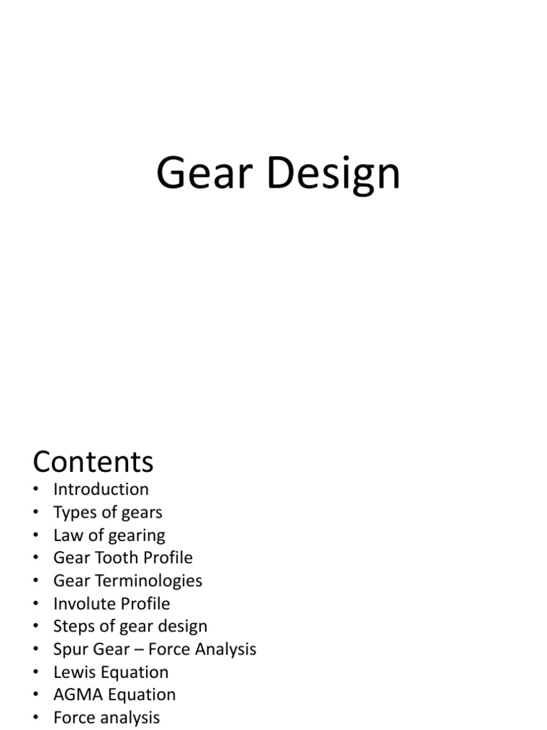 Gears Design MD2 PDF Gear Kinematics